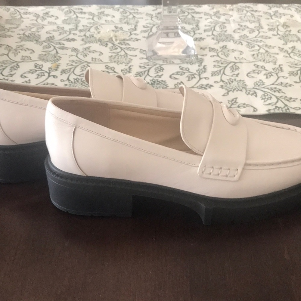 Coach White Leather Penny Loafers with Black Soles - Picture 2 of 9